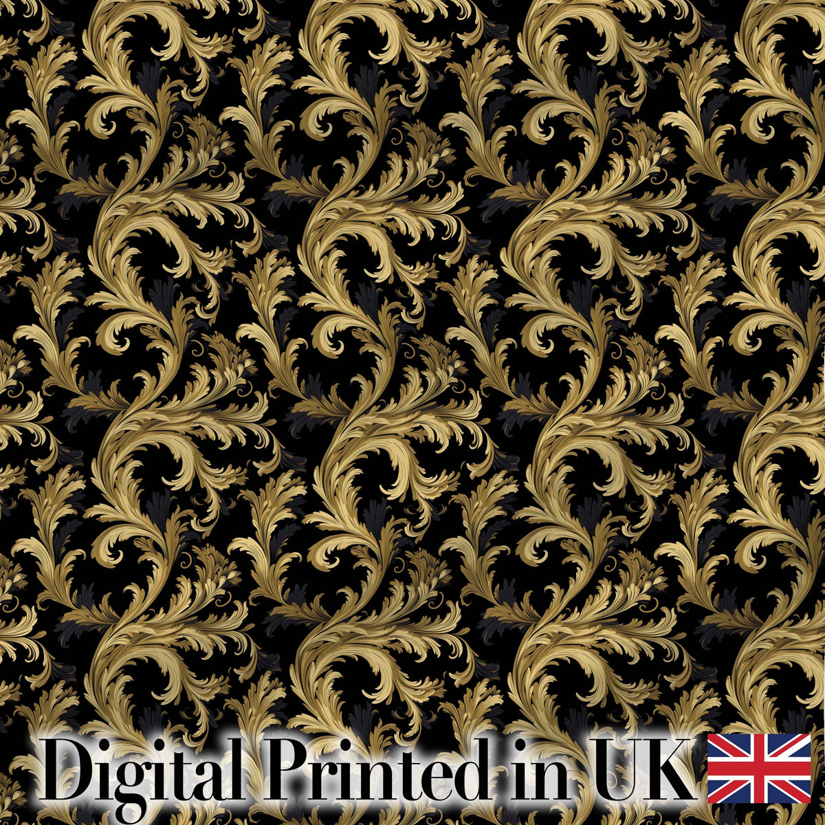 Golden Ornamental Baroque Seamless Classic Luxury Vintage Textile  Digital Print Material by the Metre UK Sewing Quilting Textile