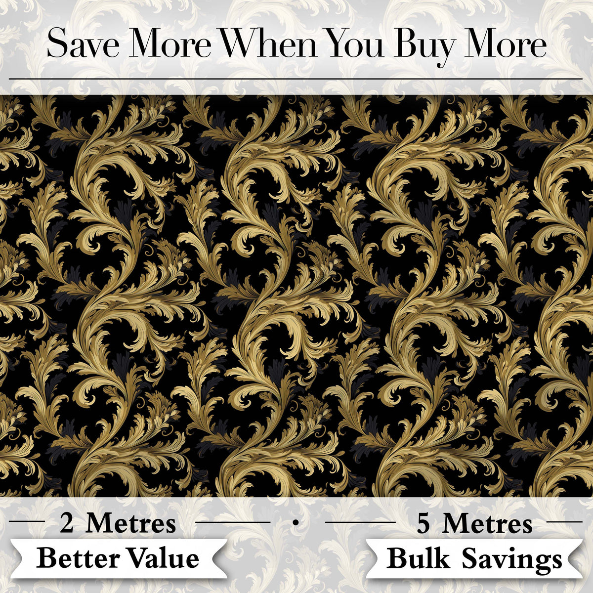 Golden Ornamental Baroque Seamless Classic Luxury Vintage Textile  Digital Print Material by the Metre UK Sewing Quilting Textile