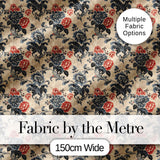 Blue Orange Baroque Floral Ornamental Decorative Design Lovely  Digital Print Material by the Metre UK Sewing Quilting Textile