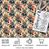Blue Orange Baroque Floral Ornamental Decorative Design Lovely  Digital Print Material by the Metre UK Sewing Quilting Textile
