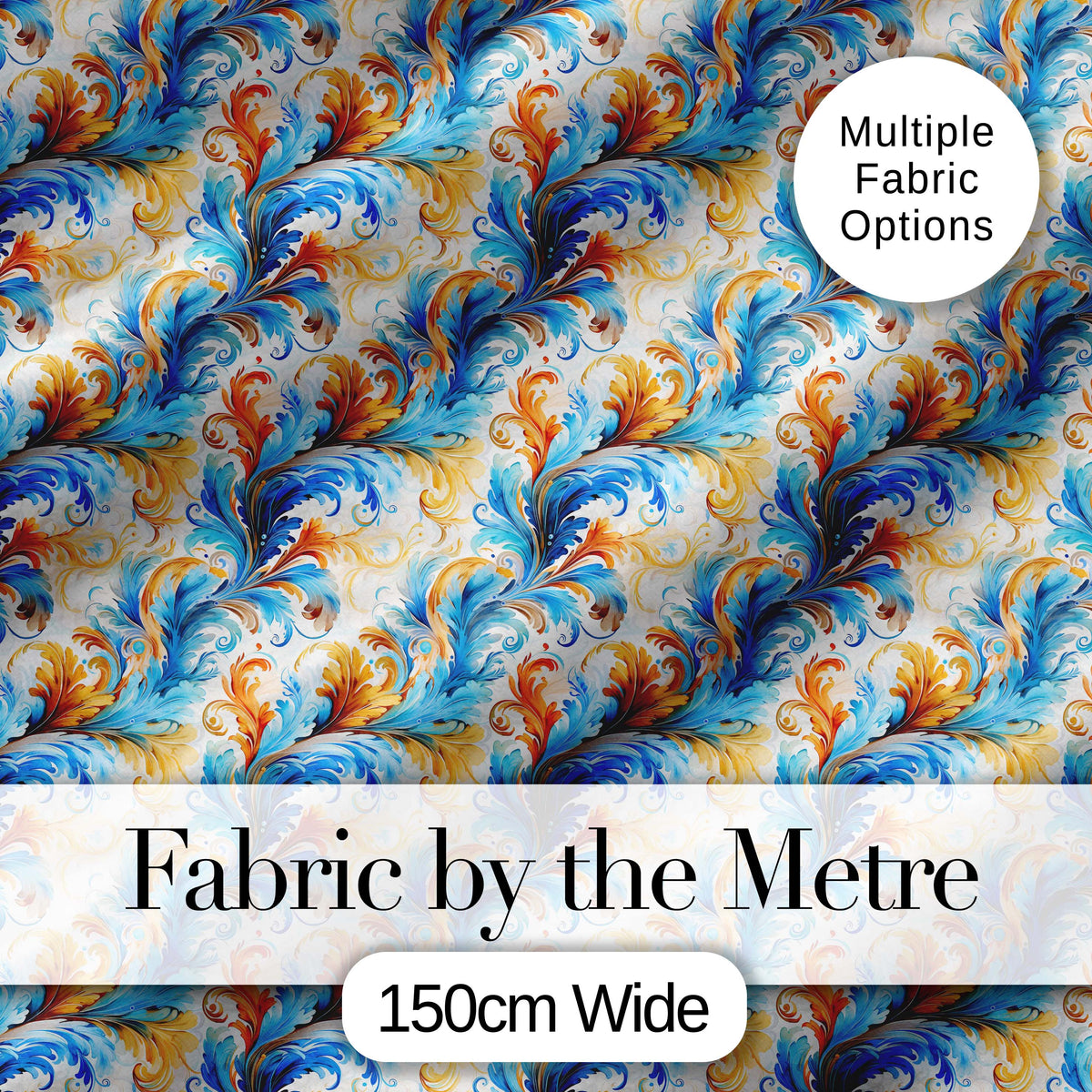 Black Gold Blue Baroque Floral Seamless Elegant Luxury Ornamental  Digital Print Material by the Metre UK Sewing Quilting Textile