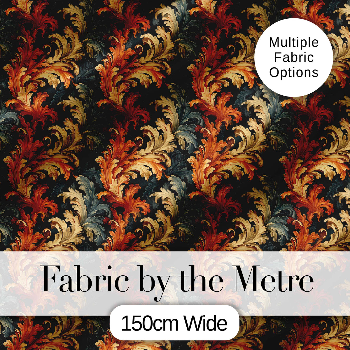 Classic Gold Black Baroque Seamless Pattern Elegant Luxury Lovely  Digital Print Material by the Metre UK Sewing Quilting Textile