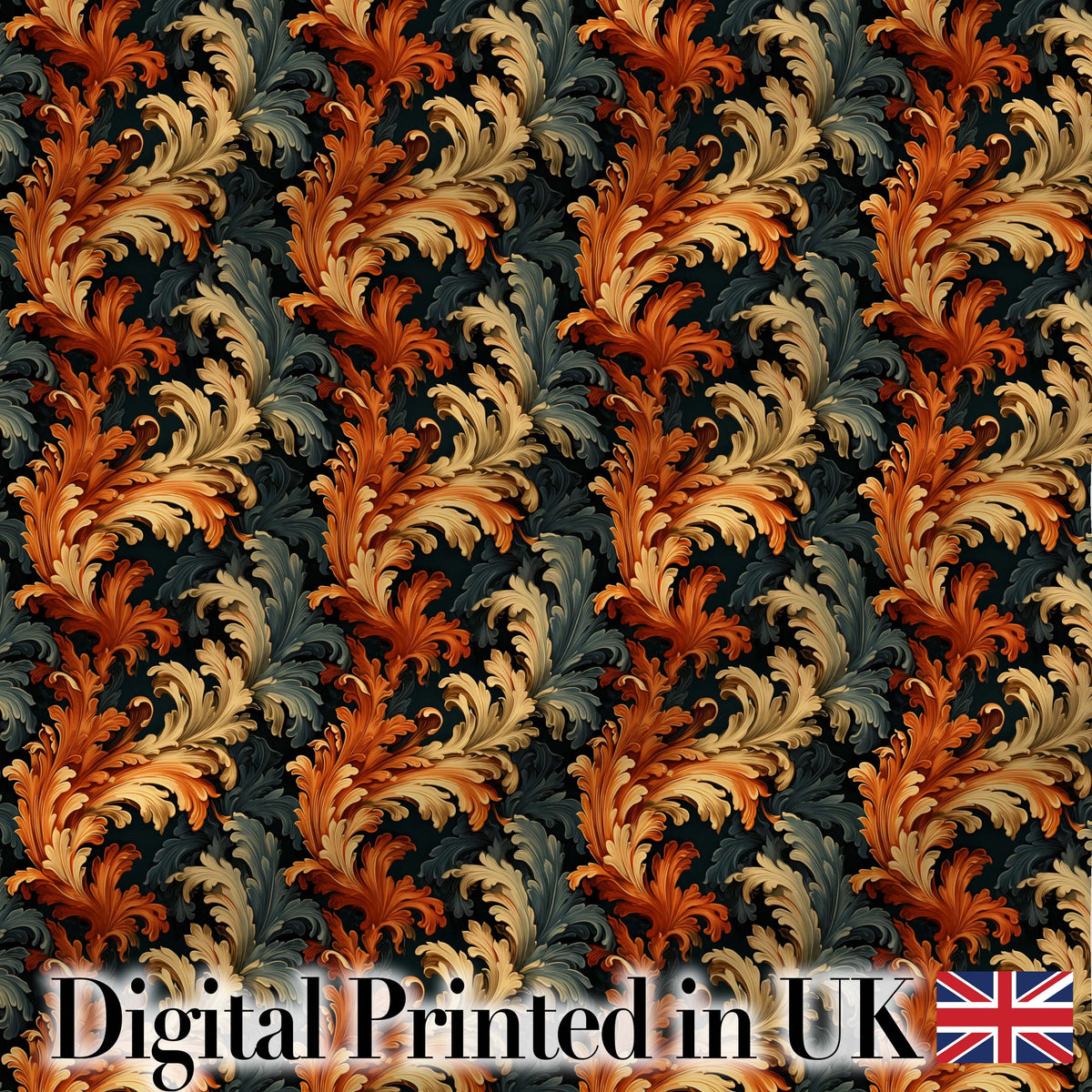 Classic Gold Black Baroque Seamless Pattern Elegant Luxury Lovely  Digital Print Material by the Metre UK Sewing Quilting Textile