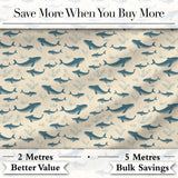 Watercolour Whale Seamless Pattern Soft Ocean Marine Animal Design  Digital Print Material by the Metre UK Sewing Quilting Textile