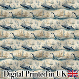 Deep Teal Whale Seamless Pattern Minimal Marine Animal Ocean Design  Digital Print Material by the Metre UK Sewing Quilting Textile