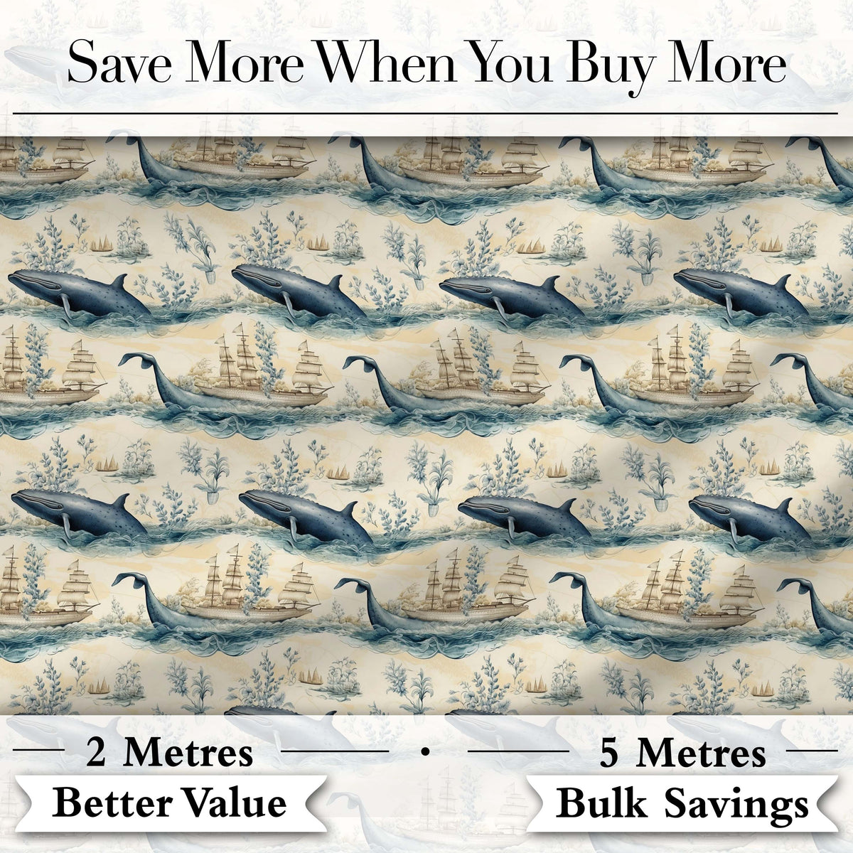 Deep Teal Whale Seamless Pattern Minimal Marine Animal Ocean Design  Digital Print Material by the Metre UK Sewing Quilting Textile