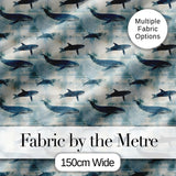 Dark Blue Whale Seamless Pattern Ocean Marine Animal Silhouette  Digital Print Material by the Metre UK Sewing Quilting Textile