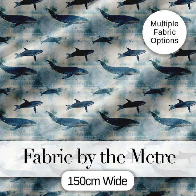 Dark Blue Whale Seamless Pattern Ocean Marine Animal Silhouette  Digital Print Material by the Metre UK Sewing Quilting Textile