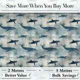 Dark Blue Whale Seamless Pattern Ocean Marine Animal Silhouette  Digital Print Material by the Metre UK Sewing Quilting Textile