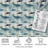 Dark Blue Whale Seamless Pattern Ocean Marine Animal Silhouette  Digital Print Material by the Metre UK Sewing Quilting Textile