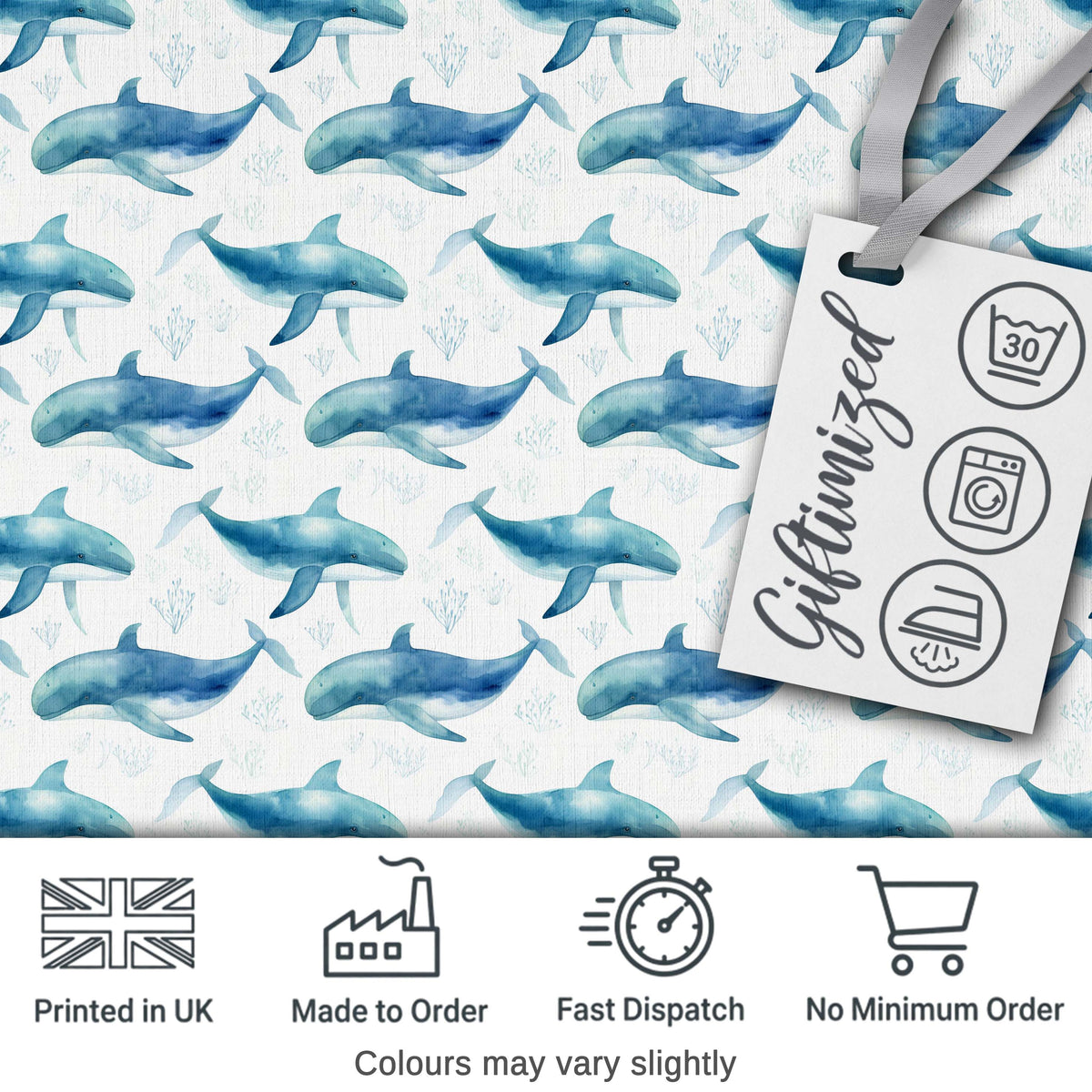 Vintage Whale Seamless Pattern Soft Beige Marine Animal Design  Digital Print Material by the Metre UK Sewing Quilting Textile