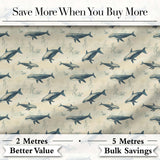 Ocean Whale Seamless Pattern Distressed Beige Marine Animal Design  Digital Print Material by the Metre UK Sewing Quilting Textile