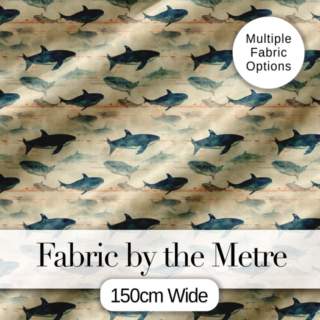 Vintage Blue Humpback Whale Seamless Pattern Ocean Marine Design  Digital Print Material by the Metre UK Sewing Quilting Textile