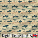 Vintage Blue Humpback Whale Seamless Pattern Ocean Marine Design  Digital Print Material by the Metre UK Sewing Quilting Textile