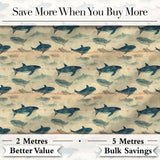 Vintage Blue Humpback Whale Seamless Pattern Ocean Marine Design  Digital Print Material by the Metre UK Sewing Quilting Textile