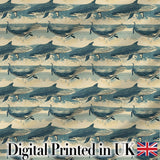Dark Blue Whale Wave Seamless Pattern Underwater Ocean Design Lovely  Digital Print Material by the Metre UK Sewing Quilting Textile