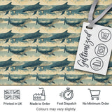 Dark Blue Whale Wave Seamless Pattern Underwater Ocean Design Lovely  Digital Print Material by the Metre UK Sewing Quilting Textile