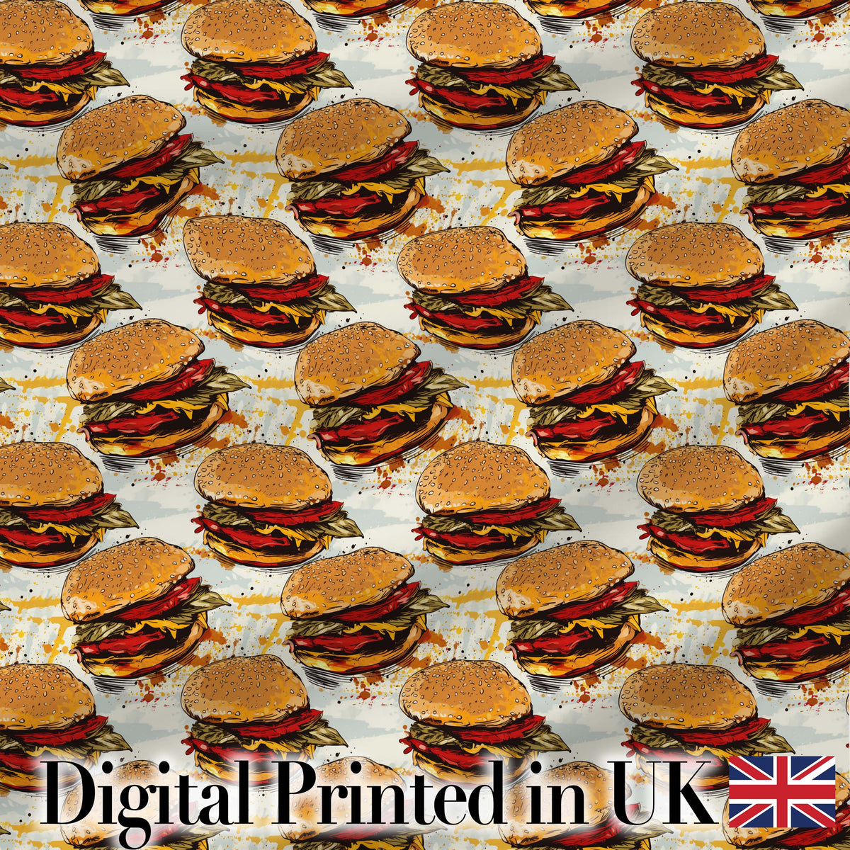 Realistic Burger Stack Seamless Pattern Fast Food Snack Design  Digital Print Material by the Metre UK Sewing Quilting Textile