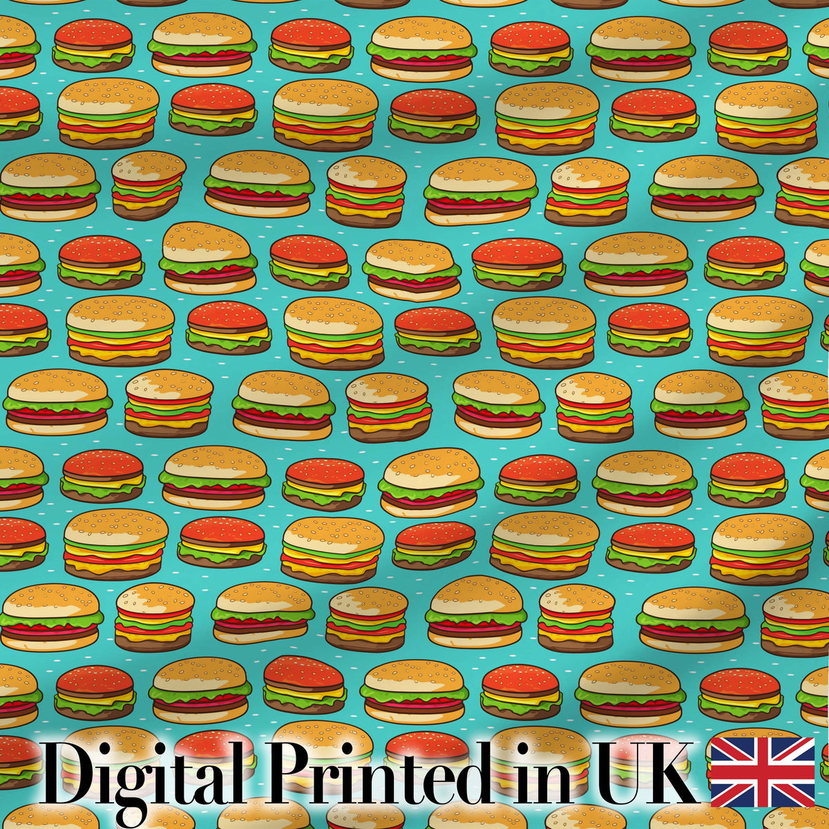 Vintage Burger Seamless Pattern Mint Background Fast Food Design  Digital Print Material by the Metre UK Sewing Quilting Textile