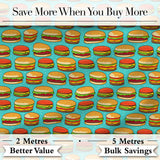 Vintage Burger Seamless Pattern Mint Background Fast Food Design  Digital Print Material by the Metre UK Sewing Quilting Textile