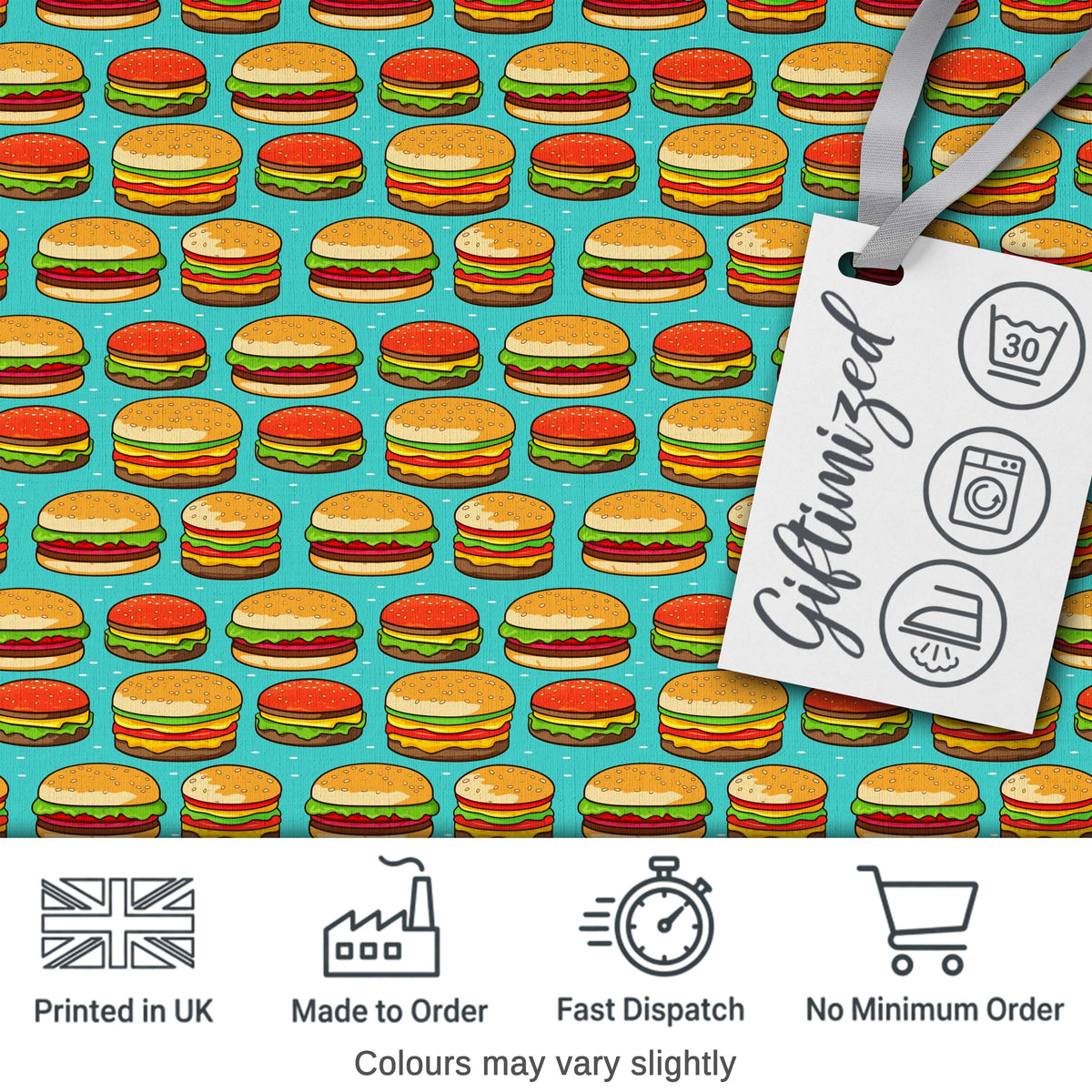 Vintage Burger Seamless Pattern Mint Background Fast Food Design  Digital Print Material by the Metre UK Sewing Quilting Textile