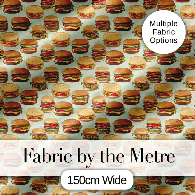 Cute Burger Seamless Pattern Mint Background Fast Food Design Lovely  Digital Print Material by the Metre UK Sewing Quilting Textile