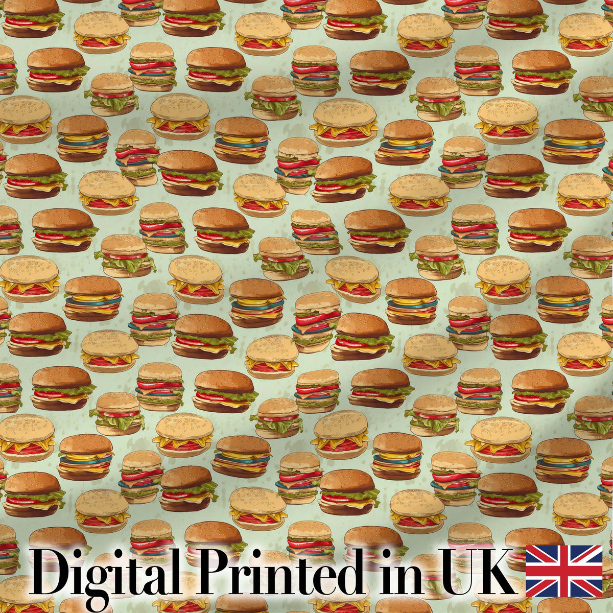Cute Burger Seamless Pattern Mint Background Fast Food Design Lovely  Digital Print Material by the Metre UK Sewing Quilting Textile