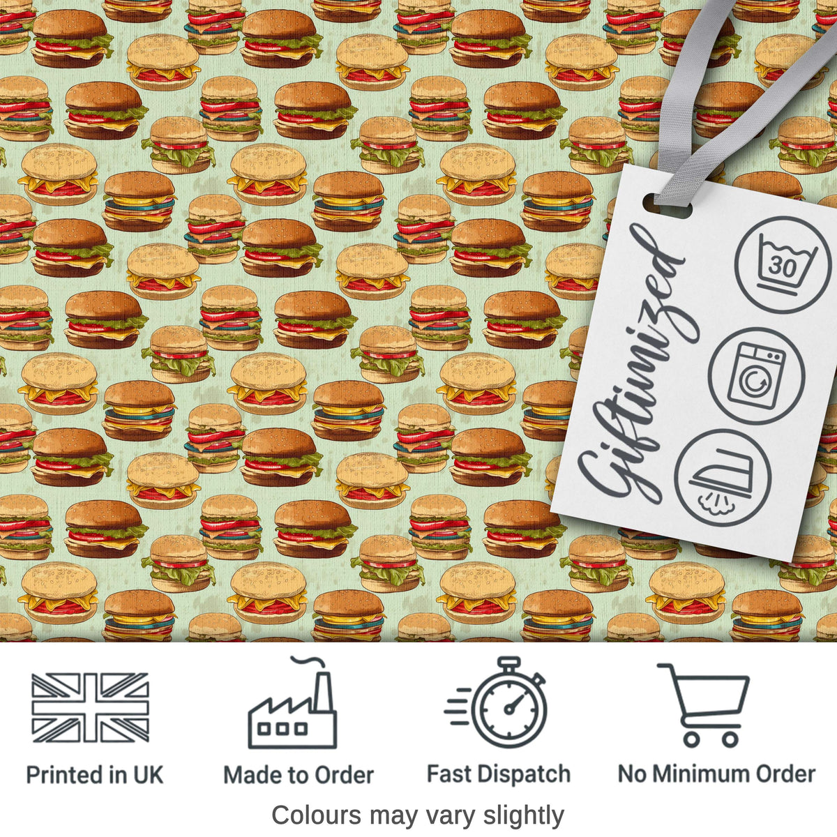 Cute Burger Seamless Pattern Mint Background Fast Food Design Lovely  Digital Print Material by the Metre UK Sewing Quilting Textile