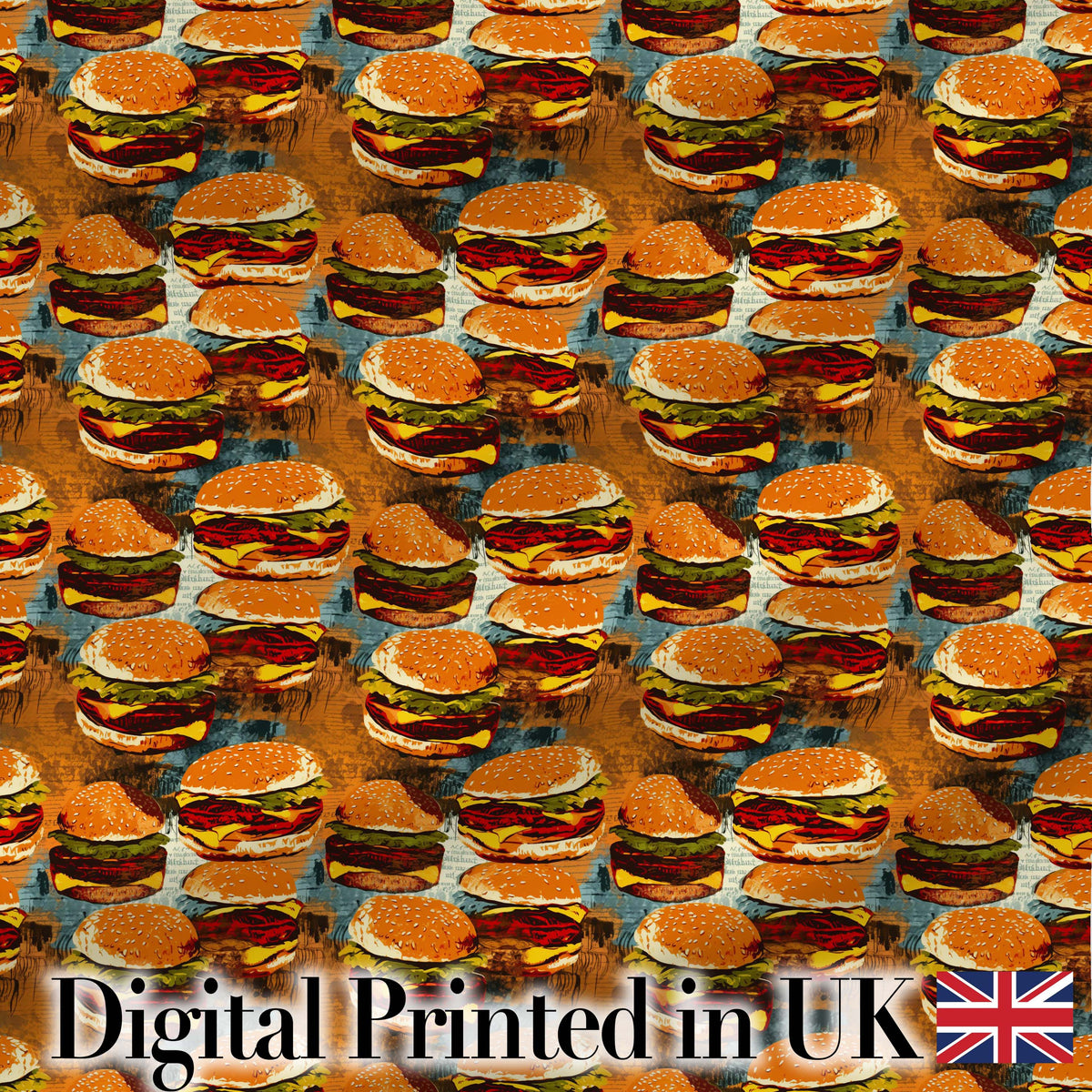 Cute Mini Burger Seamless Pattern Mint Green Background Fast Food  Digital Print Material by the Metre UK Sewing Quilting Textile