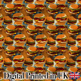 Cute Mini Burger Seamless Pattern Mint Green Background Fast Food  Digital Print Material by the Metre UK Sewing Quilting Textile