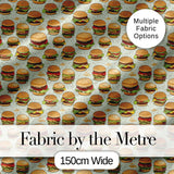 Realistic Juicy Cheeseburger Dark Green Background Fast Food Design  Digital Print Material by the Metre UK Sewing Quilting Textile