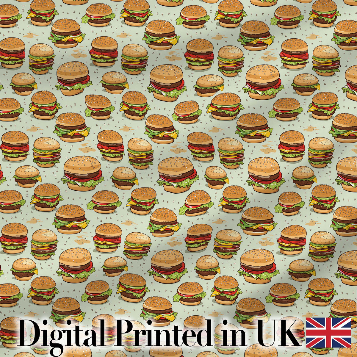 Realistic Juicy Cheeseburger Dark Green Background Fast Food Design  Digital Print Material by the Metre UK Sewing Quilting Textile