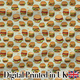 Realistic Juicy Cheeseburger Dark Green Background Fast Food Design  Digital Print Material by the Metre UK Sewing Quilting Textile