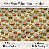 Realistic Juicy Cheeseburger Dark Green Background Fast Food Design  Digital Print Material by the Metre UK Sewing Quilting Textile