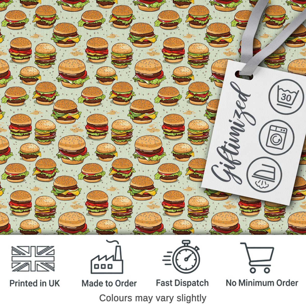 Realistic Juicy Cheeseburger Dark Green Background Fast Food Design  Digital Print Material by the Metre UK Sewing Quilting Textile