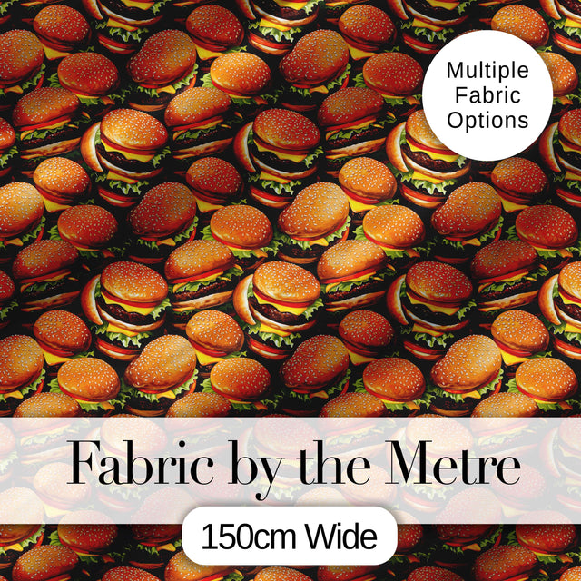 Cartoon Cheeseburger Teal Star Background Fast Food Design Lovely  Digital Print Material by the Metre UK Sewing Quilting Textile