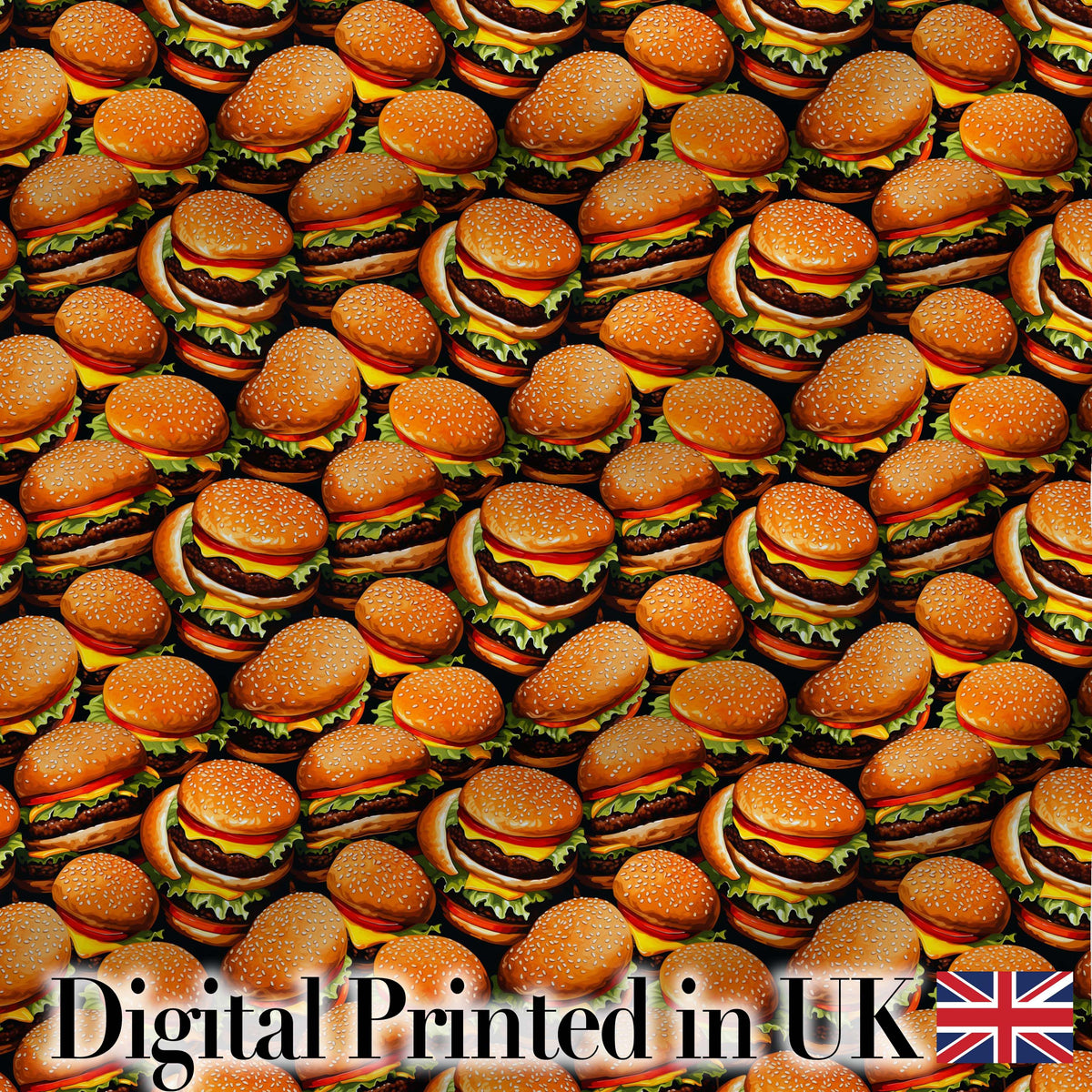 Cartoon Cheeseburger Teal Star Background Fast Food Design Lovely  Digital Print Material by the Metre UK Sewing Quilting Textile