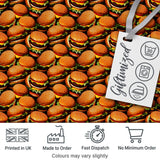Cartoon Cheeseburger Teal Star Background Fast Food Design Lovely  Digital Print Material by the Metre UK Sewing Quilting Textile
