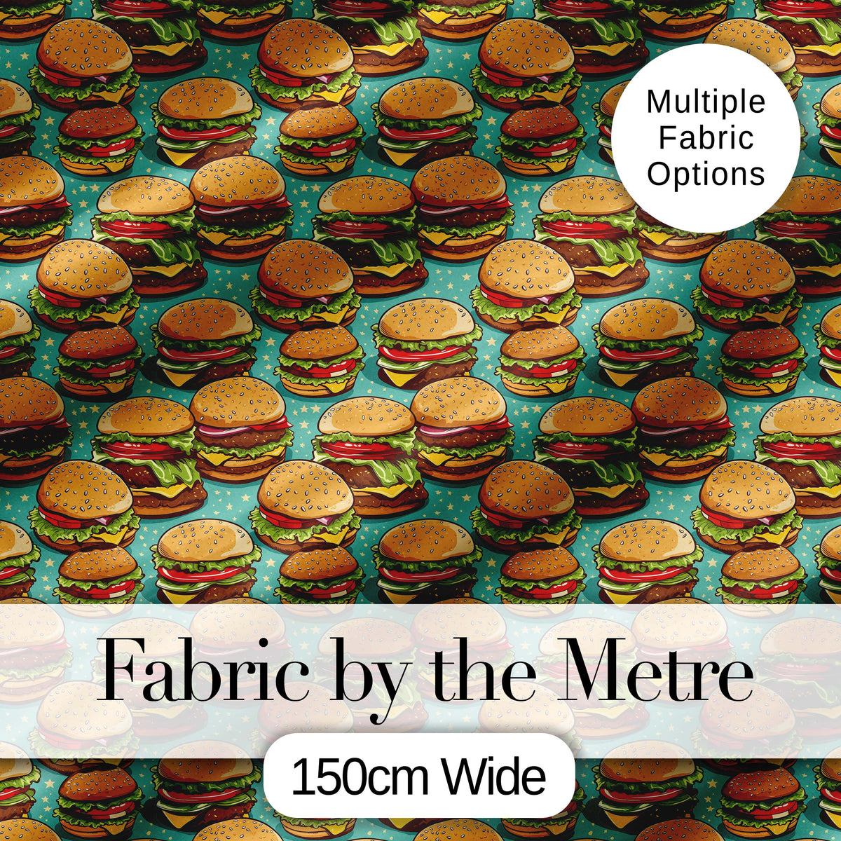 Vintage Burger Cluster Seamless Pattern Fast Food Illustration  Digital Print Material by the Metre UK Sewing Quilting Textile