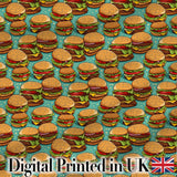 Vintage Burger Cluster Seamless Pattern Fast Food Illustration  Digital Print Material by the Metre UK Sewing Quilting Textile