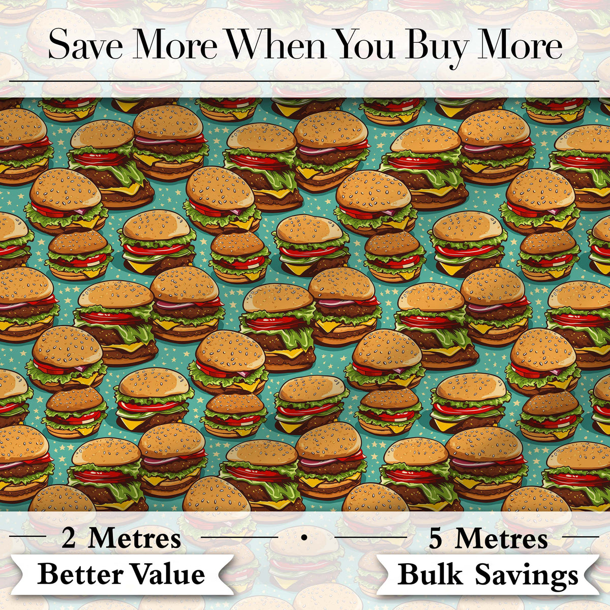 Vintage Burger Cluster Seamless Pattern Fast Food Illustration  Digital Print Material by the Metre UK Sewing Quilting Textile