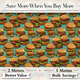Vintage Burger Cluster Seamless Pattern Fast Food Illustration  Digital Print Material by the Metre UK Sewing Quilting Textile