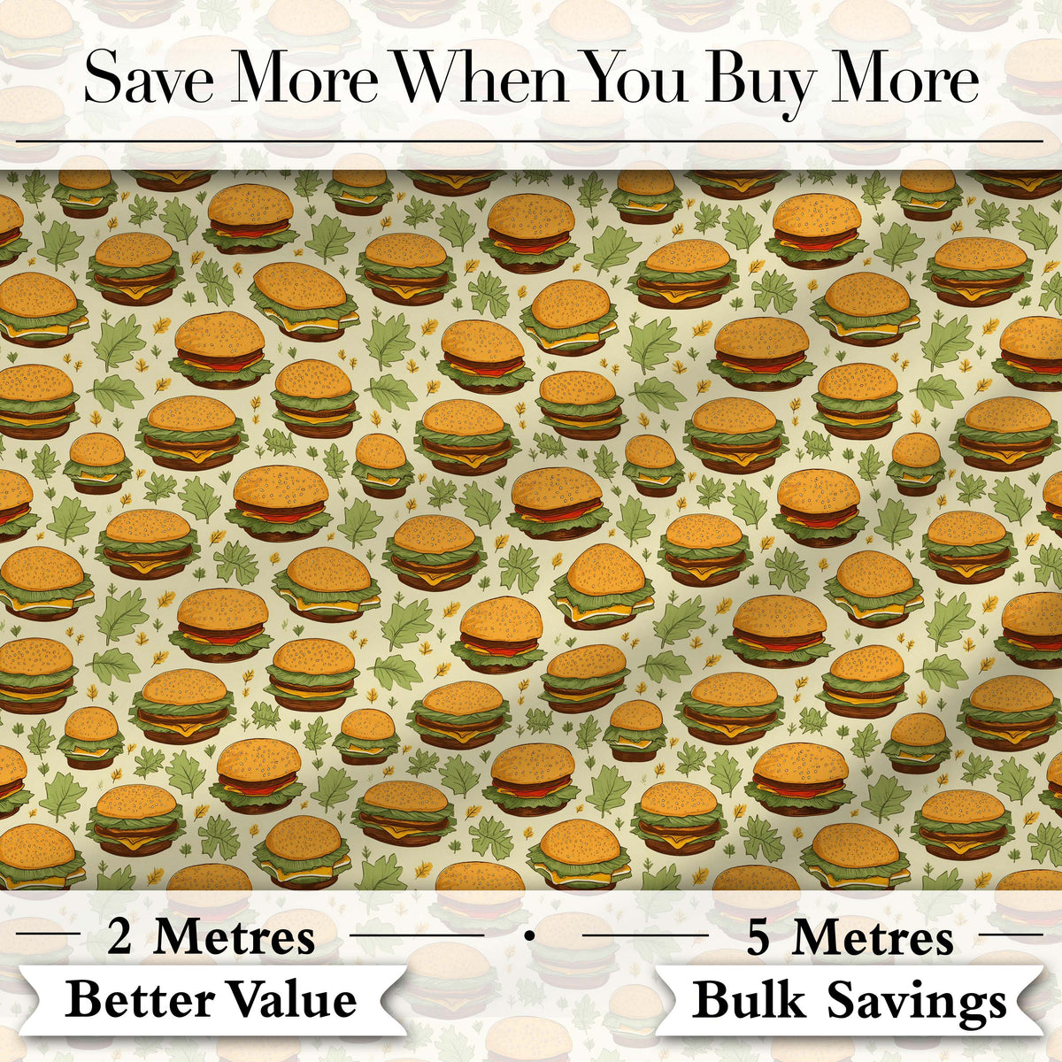 Watercolor Fresh Burger Seamless Pattern White Background Food  Digital Print Material by the Metre UK Sewing Quilting Textile