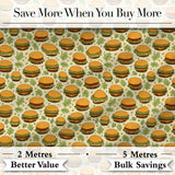 Watercolor Fresh Burger Seamless Pattern White Background Food  Digital Print Material by the Metre UK Sewing Quilting Textile