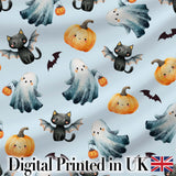 Halloween Ghost Pumpkin Cat Seamless Pattern Pink Cute Spooky Design  Digital Print Material by the Metre UK Sewing Quilting Textile