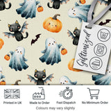 Halloween Ghost Pumpkin Cat Seamless Pattern Light Grey Cute Spooky  Digital Print Material by the Metre UK Sewing Quilting Textile