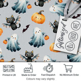 Halloween Ghost Pumpkin Cat Seamless Pattern Taupe Cute Spooky  Digital Print Material by the Metre UK Sewing Quilting Textile