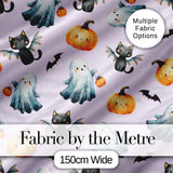 Halloween Ghost Pumpkin Cat Seamless Pattern Warm Beige Cute Spooky  Digital Print Material by the Metre UK Sewing Quilting Textile