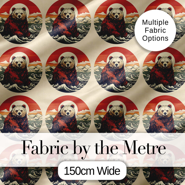 Bear Mountain Circle Seamless Pattern Rustic Woodland Wildlife  Digital Print Material by the Metre UK Sewing Quilting Textile