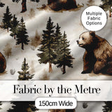 Bear Postage Stamp Seamless Pattern Vintage Woodland Wildlife Design  Digital Print Material by the Metre UK Sewing Quilting Textile